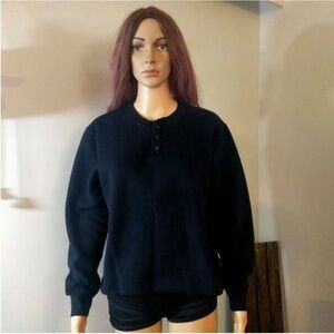 Tna sweater pullover Small Black Button Crew Neck Thick Knit Long Sleeves